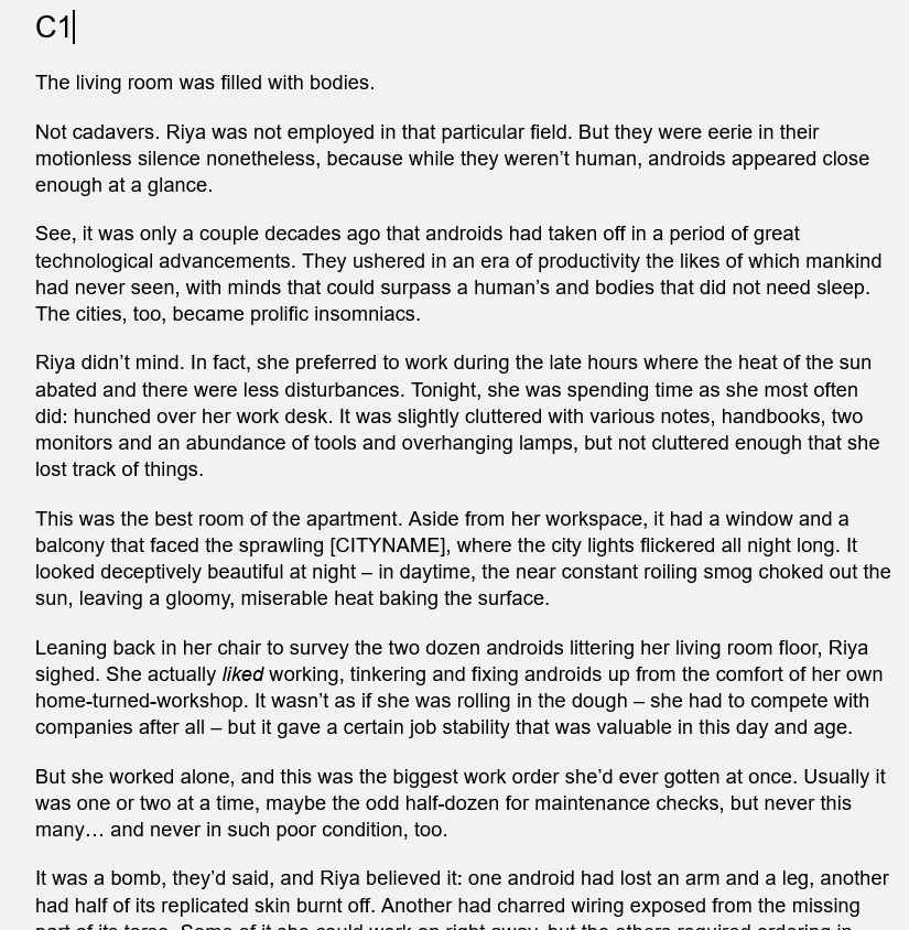 Screenshot of the first draft of ADORE