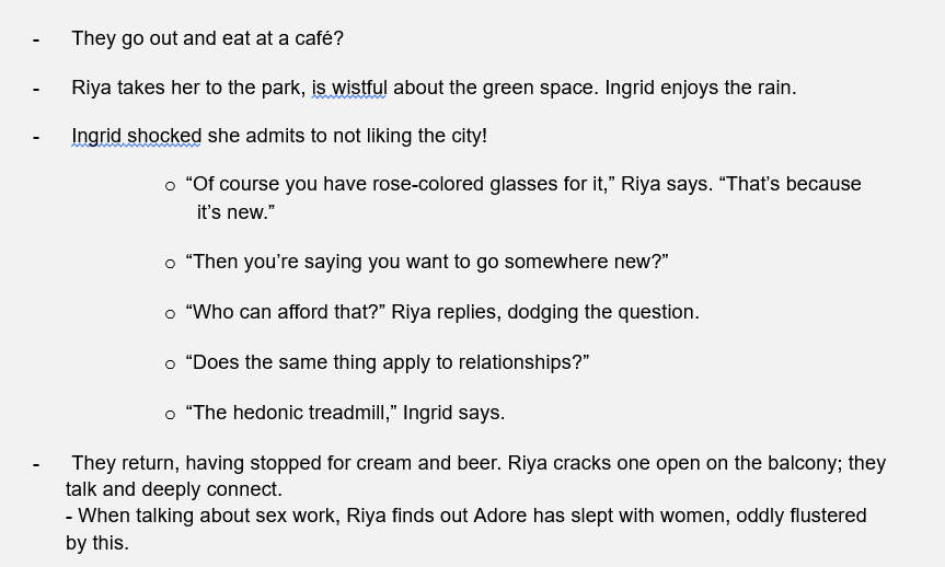 Screenshot of a snippet from the outline of ADORE